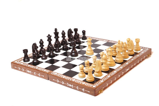 Paramount Dealz Personalized Handcrafted Inlaid Wooden Chess Board Game Set - Wooden Chess Board with Chess Pieces and Chess Carry Case