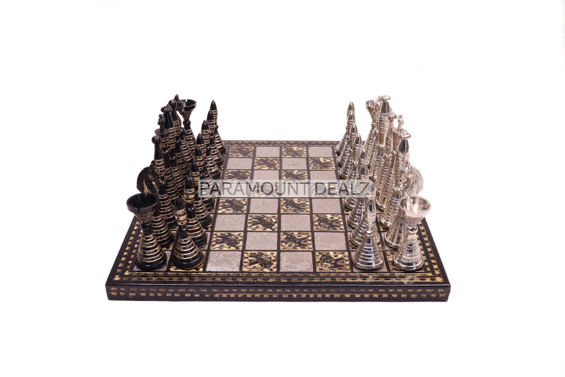 Brass and Metal Handcrafted Chess Board Game Set