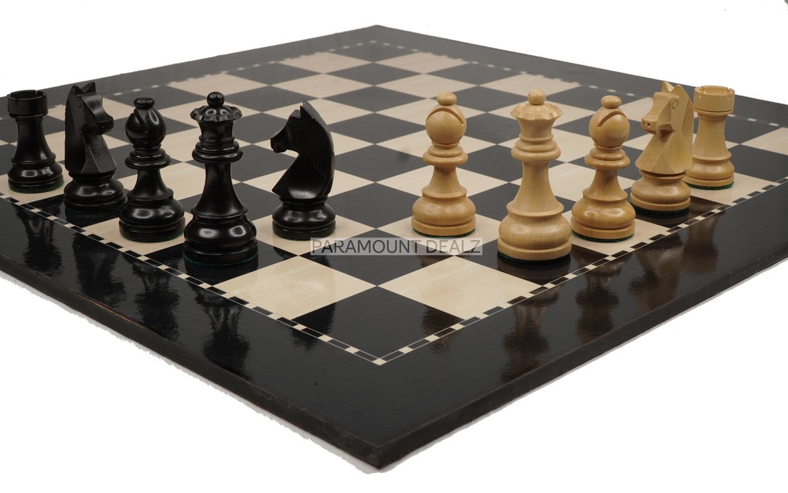 ♟️ 19” Wooden Laminated Chess Board Set with 3.75” Staunton Wooden Pie
