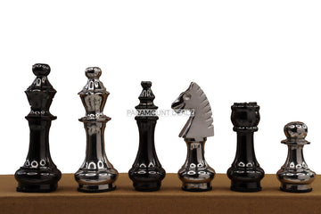 Handcrafted Aluminium Metal 32 Chess Pieces Set and Wooden Chess Pieces Box