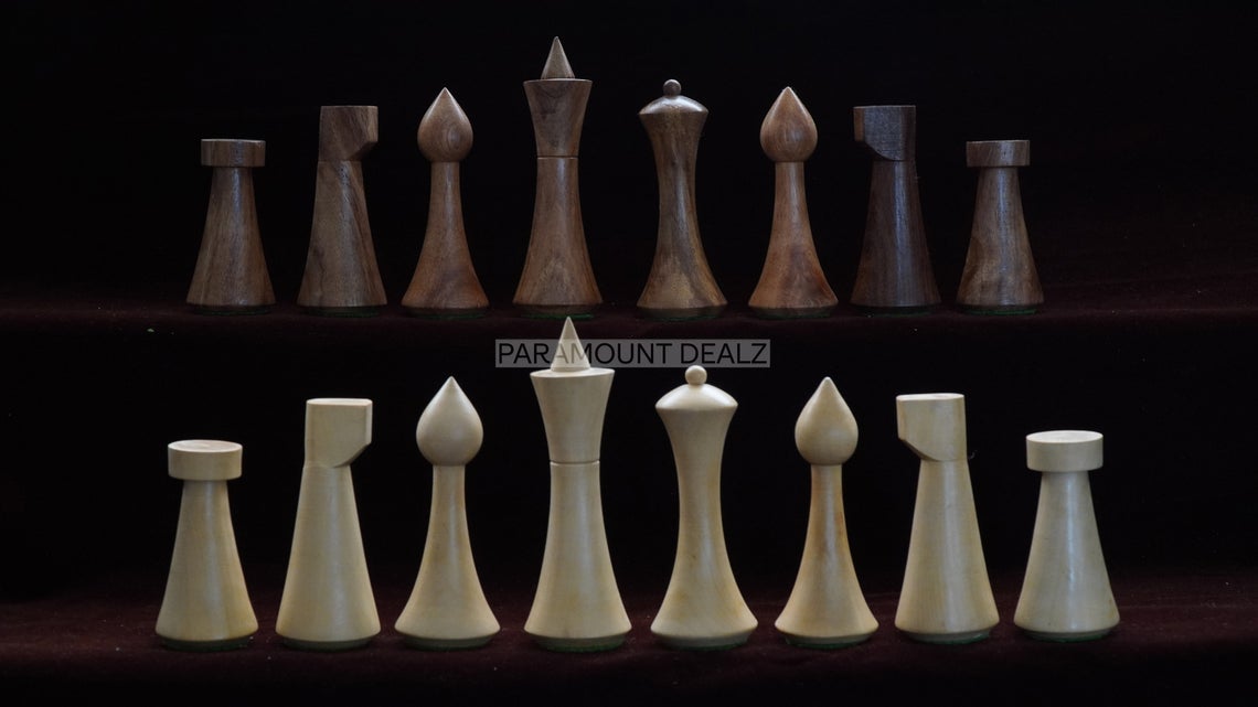 King Size Wooden Chess Pieces Set