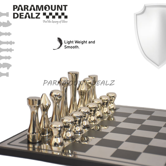 St. Petersen styled Aluminium Chess Set - Best for chess enthusiasts and players (Silver & Black)