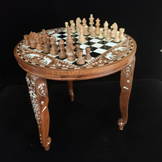 Chess Table Wooden Inlay|Wooden Chess Pieces|Chess Board Game Table|Chess table furniture,luxury vintage style|schachtisch