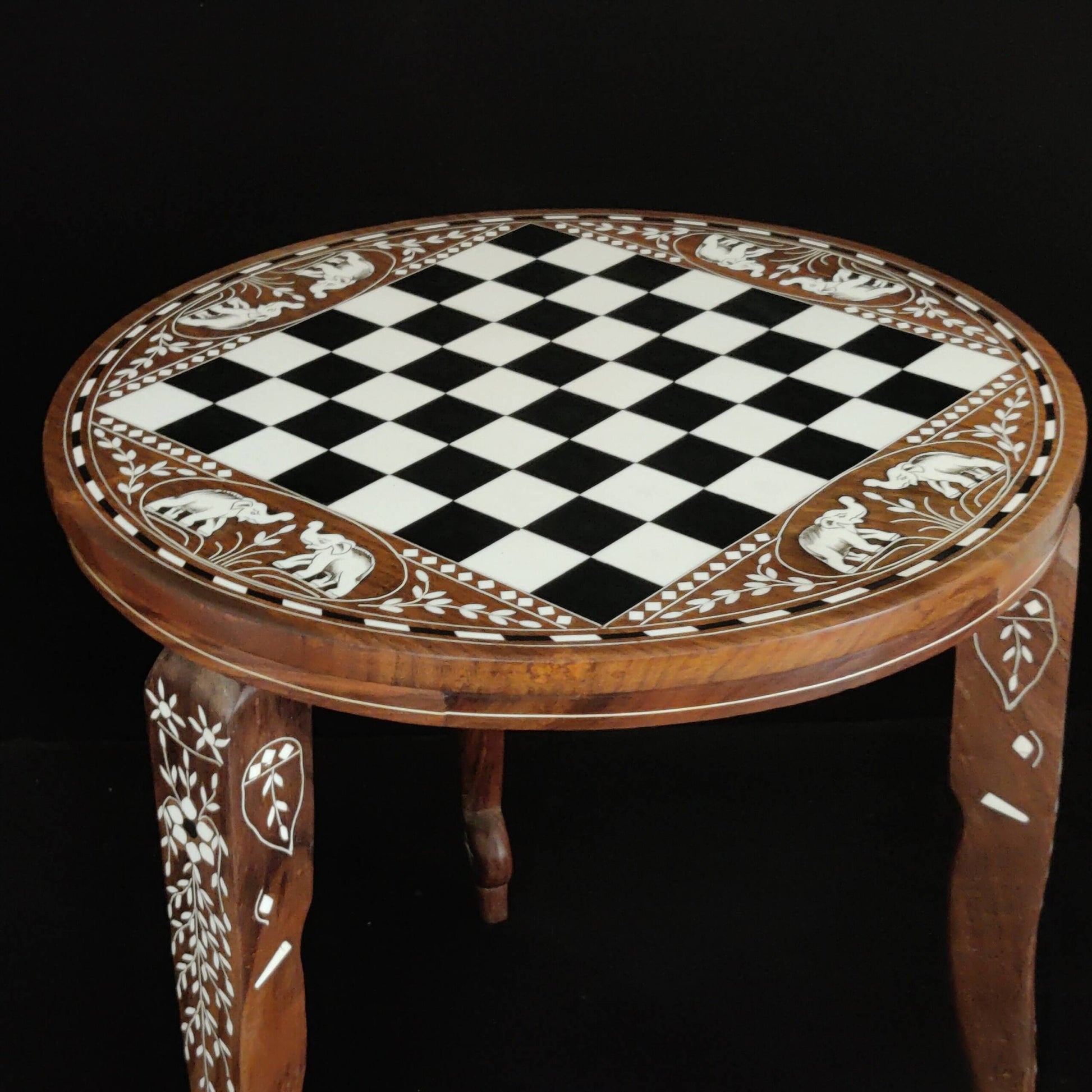 Personalized Handmade Wooden Inlay Chess Table Board Game