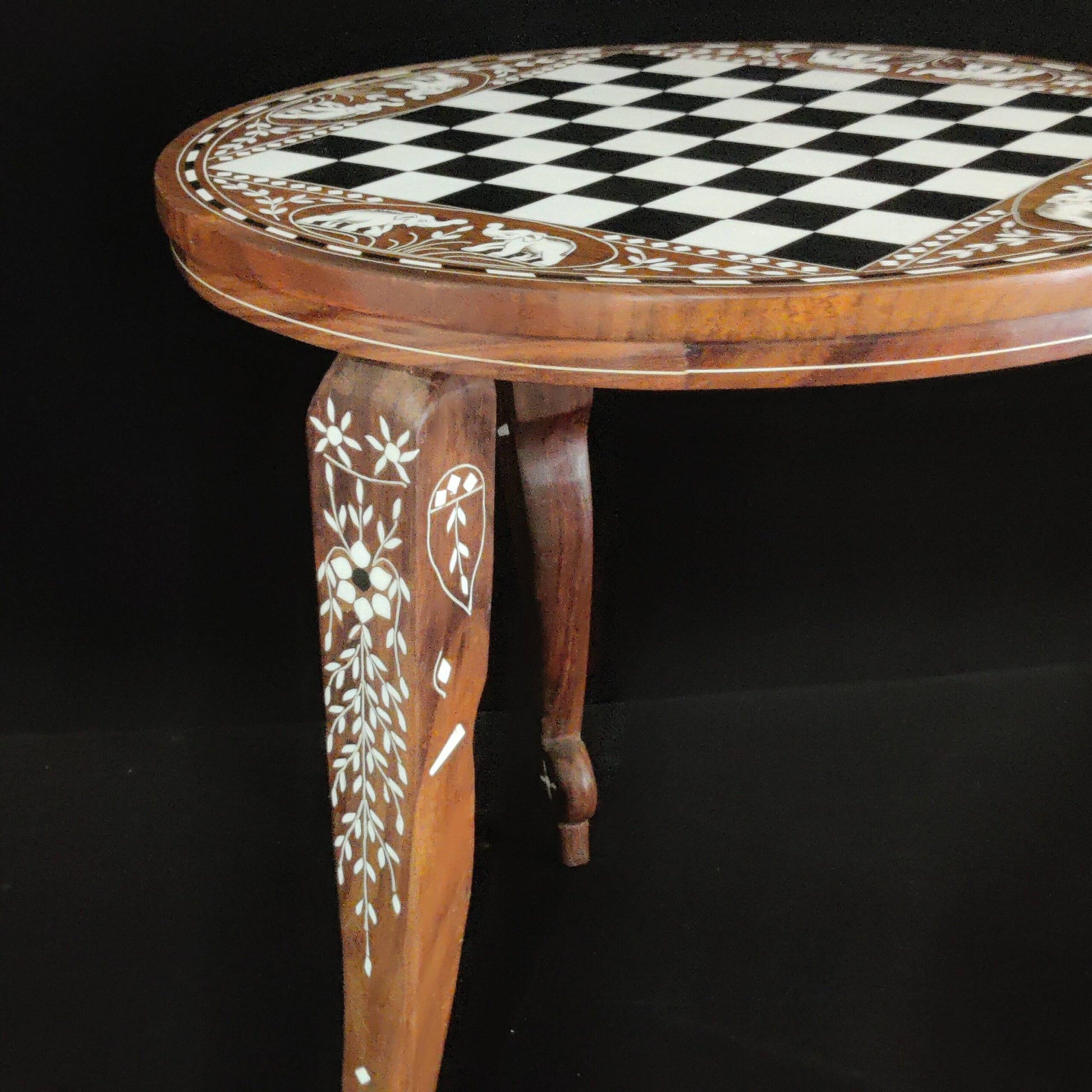 Personalized Handmade Wooden Inlay Chess Table Board Game