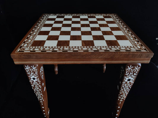 Personalized Chess Table Wooden Inlay in 16