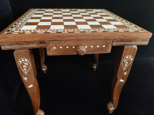 Personalized Chess Table Wooden Inlay in 16